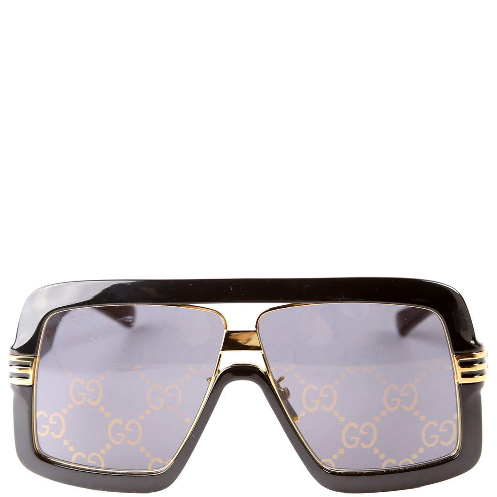 GG0900S Acetate Shield Sunglasses Black/Gold