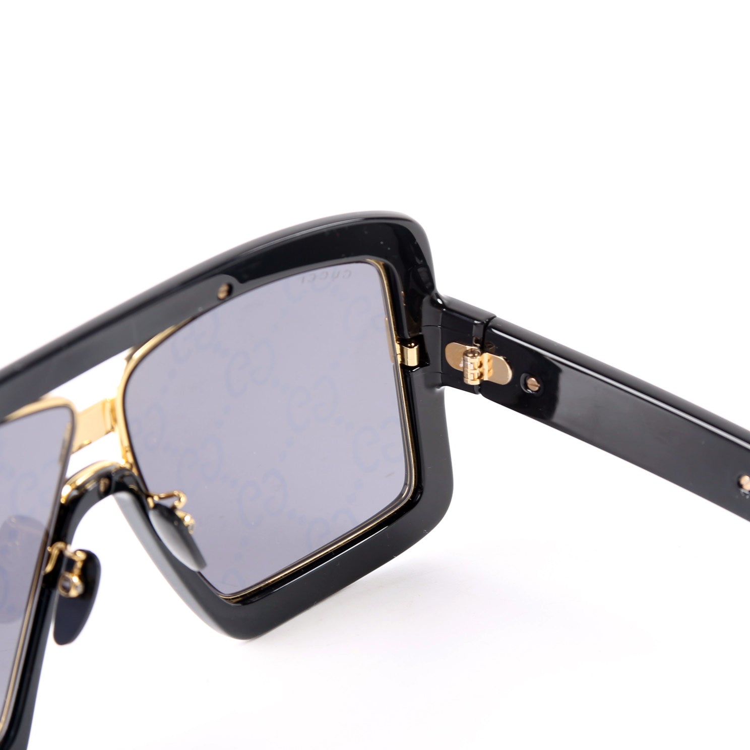 GG0900S Acetate Shield Sunglasses Black/Gold
