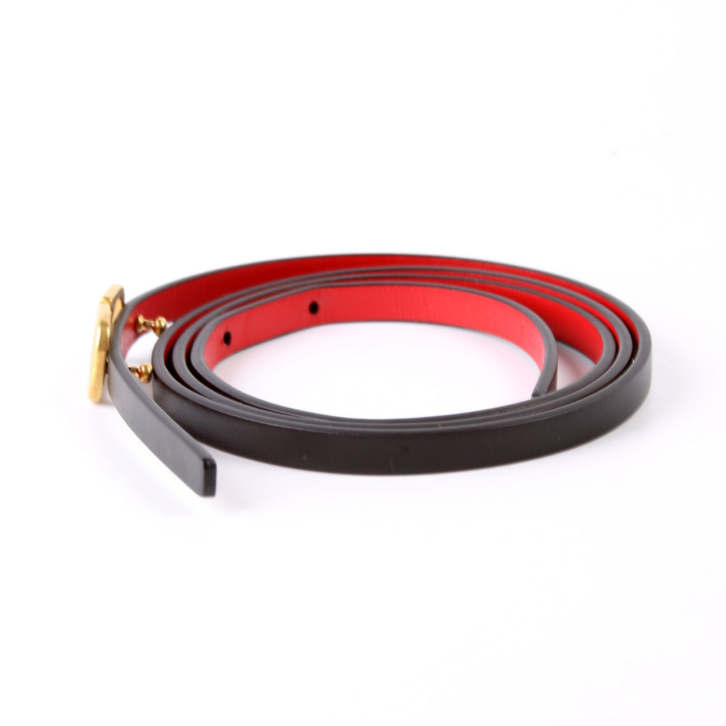 V Logo Signature 8MM Reversible Leather Belt Size 85/34 Black/Red