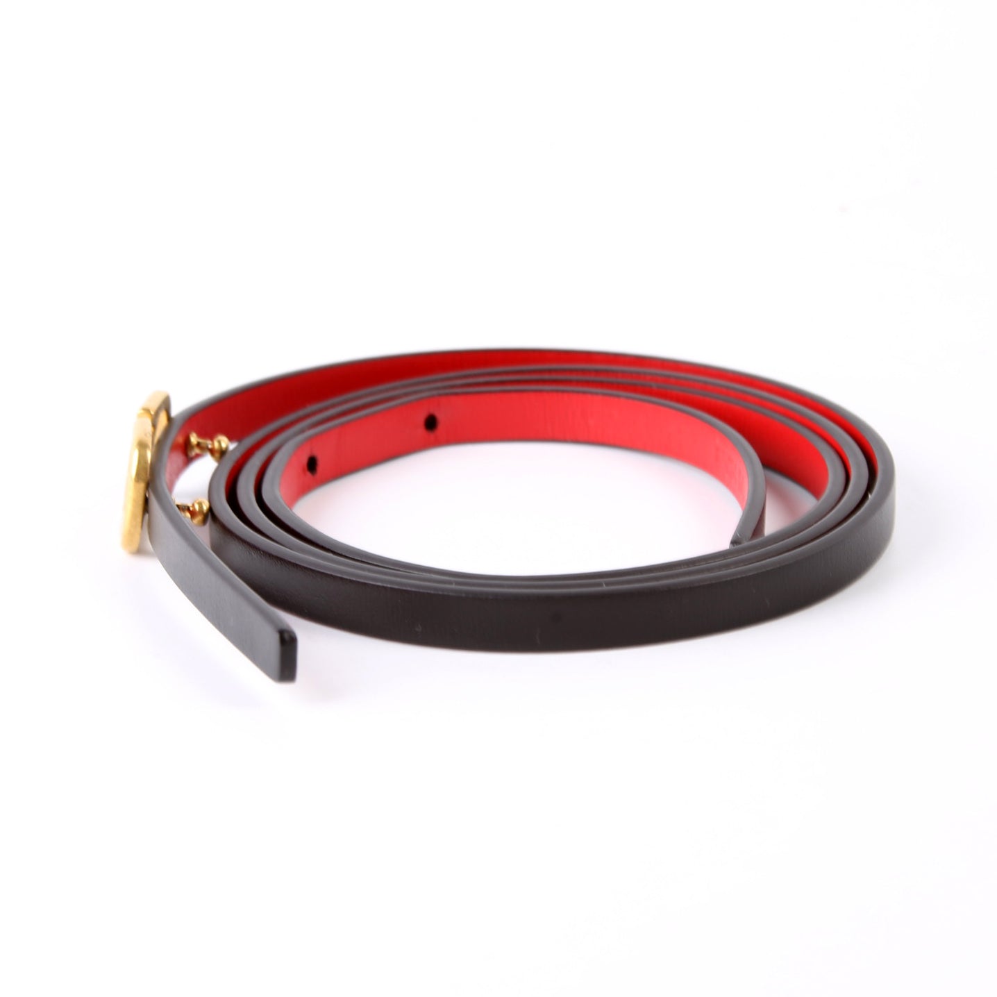 V Logo Signature 8MM Reversible Leather Belt Size 85/34 Black/Red