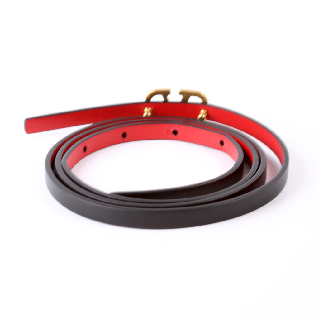 V Logo Signature 8MM Reversible Leather Belt Size 85/34 Black/Red