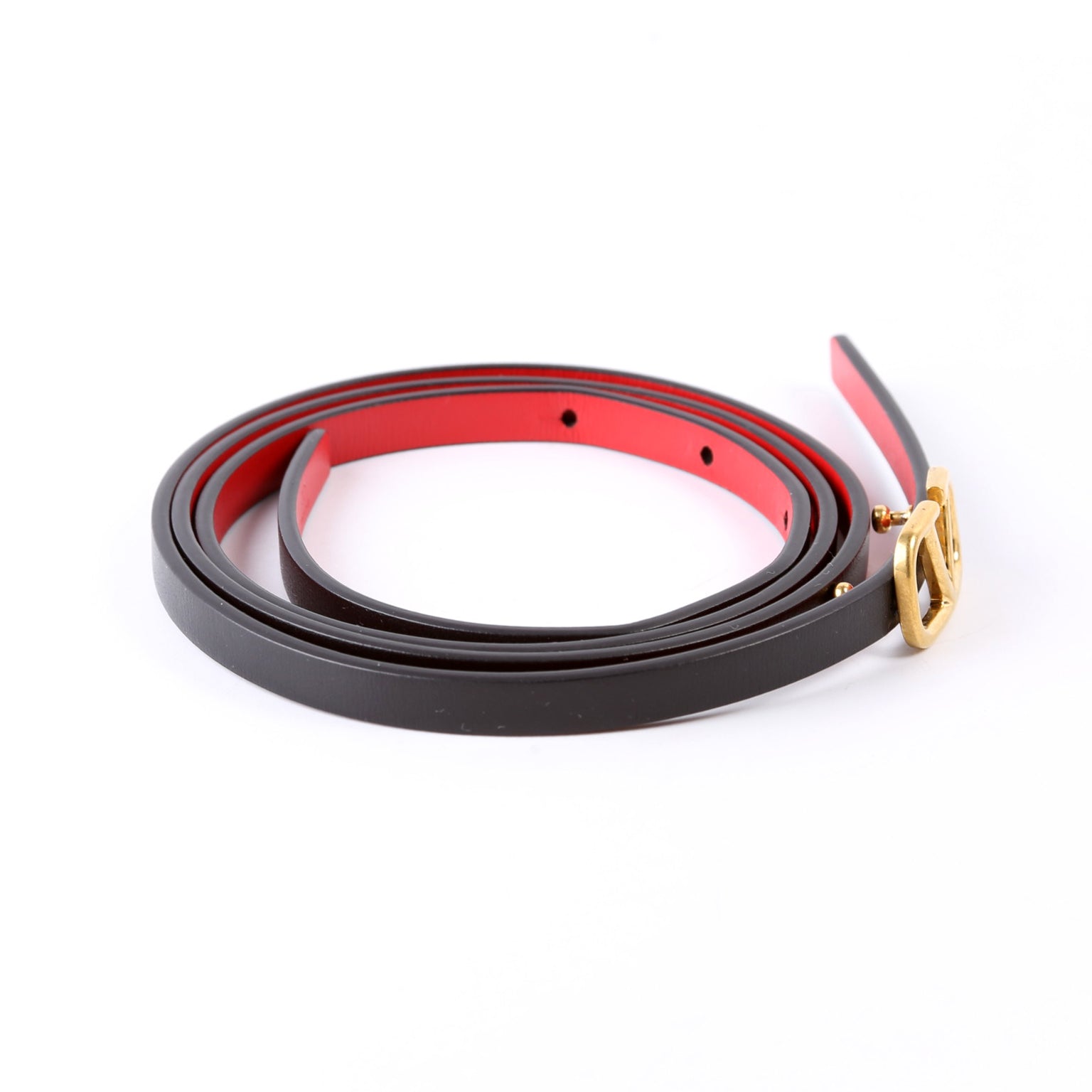 V Logo Signature 8MM Reversible Leather Belt Size 85/34 Black/Red