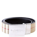 Plaque Buckle Vintage Check/Leather Reversible Belt Size 90/36 Beige/Black
