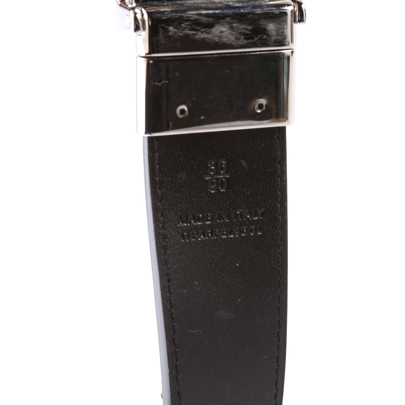 Plaque Buckle Vintage Check/Leather Reversible Belt Size 90/36 Beige/Black