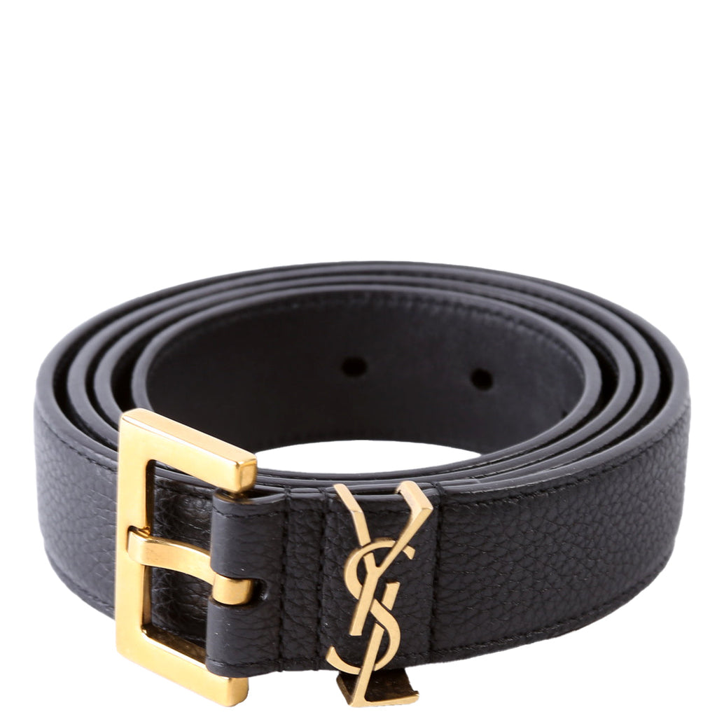 634440 Cassandre YSL Logo Sqaure Buckle Leather Belt Size 100