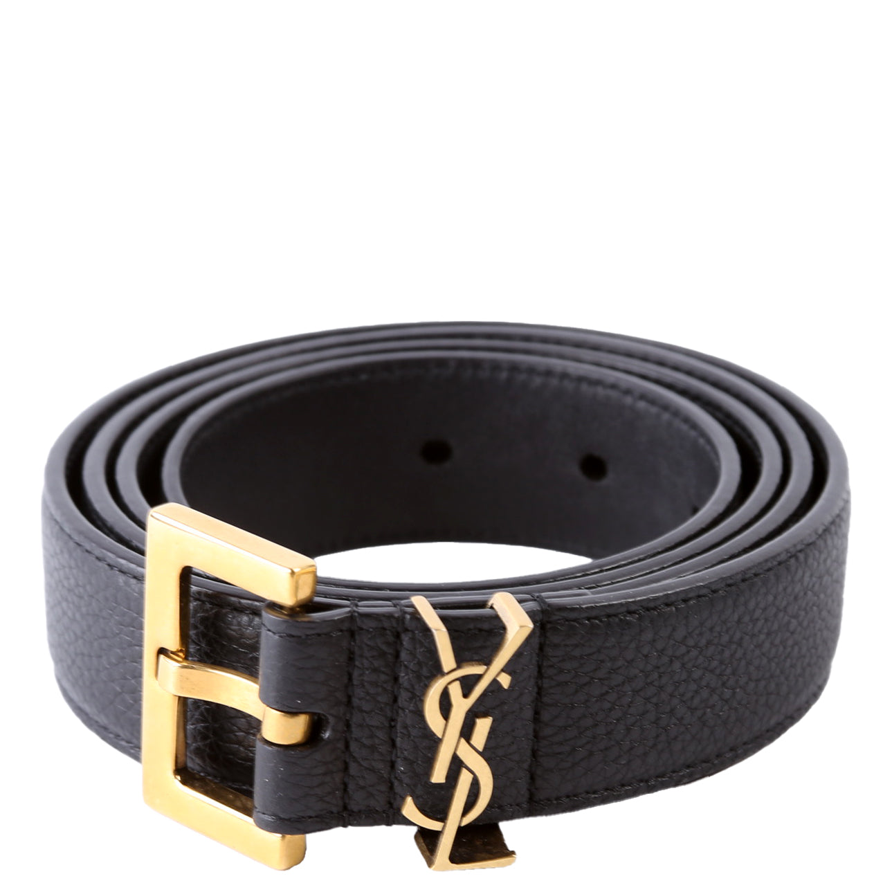 634440 Cassandre YSL Logo Sqaure Buckle Leather Belt Size 100