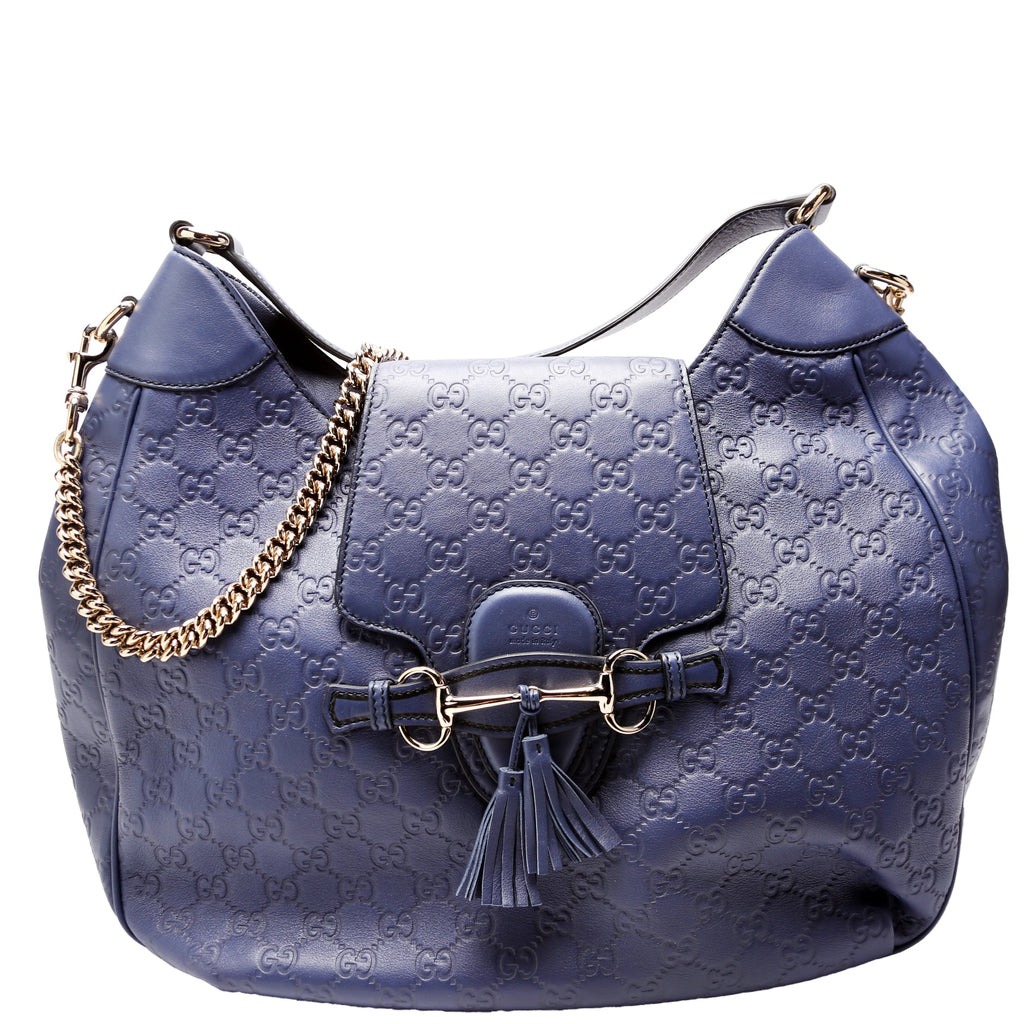 322226 Emily Leather Hobo Blue