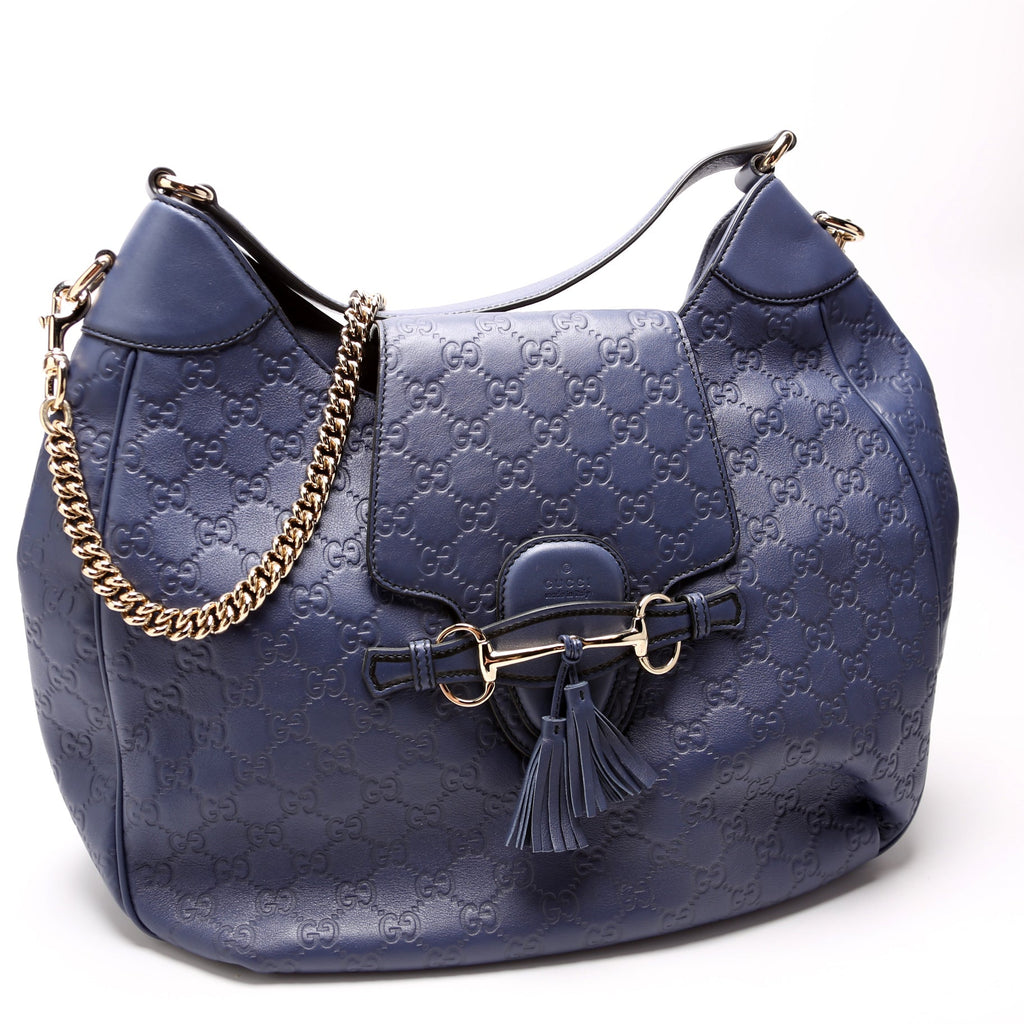 322226 Emily Leather Hobo Blue