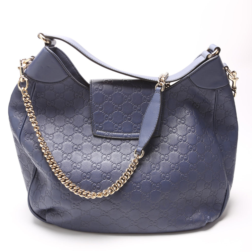 322226 Emily Leather Hobo Blue