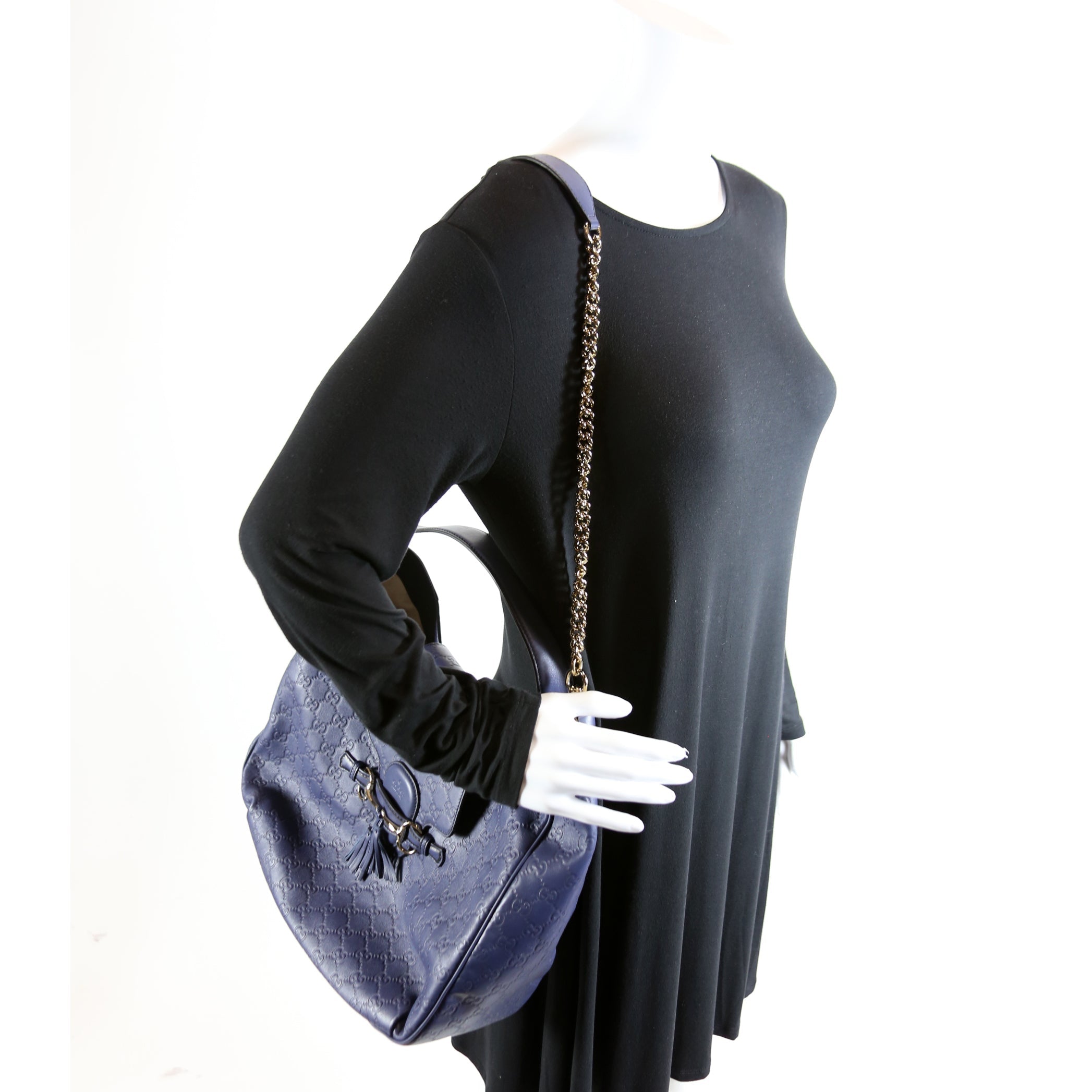 322226 Emily Leather Hobo Blue