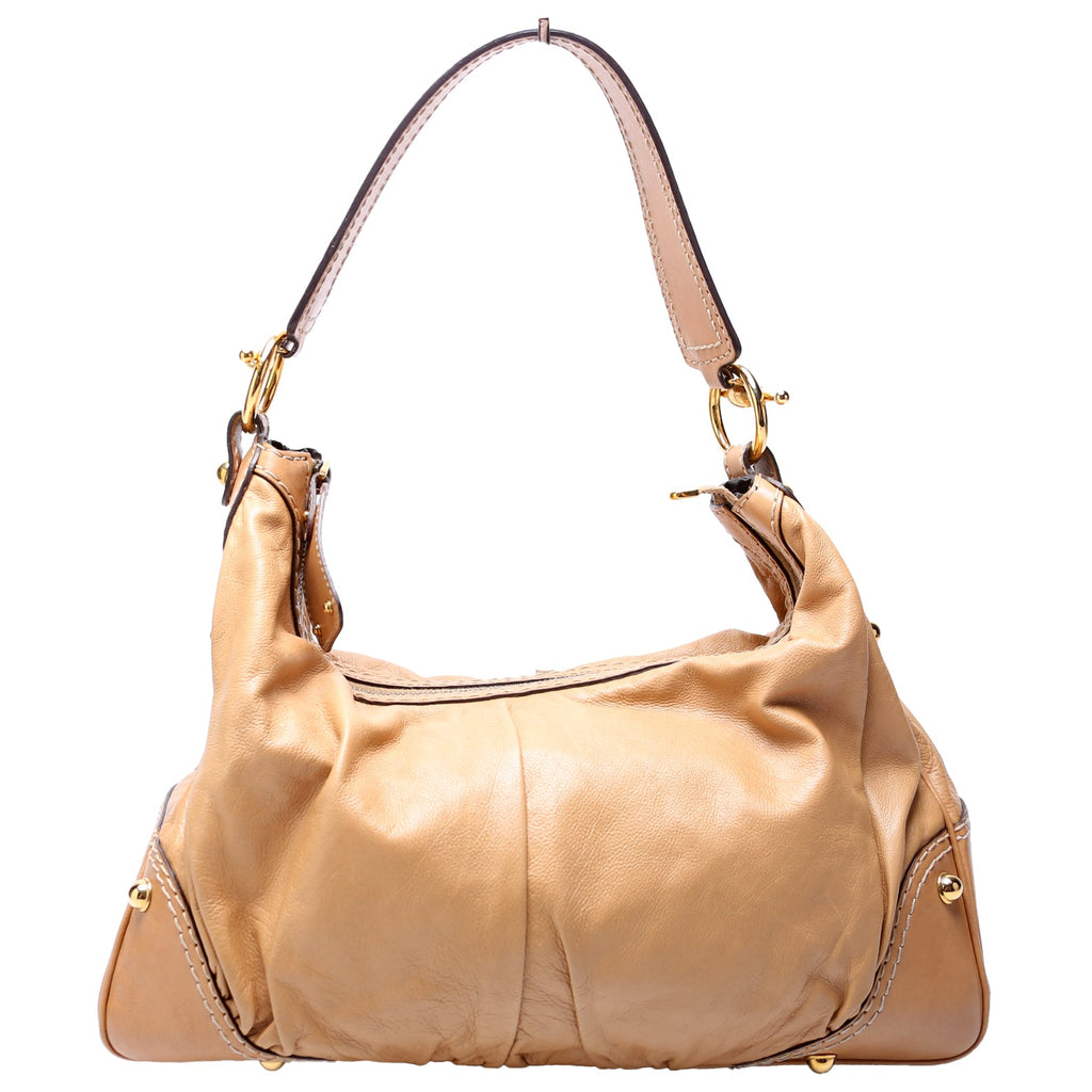 211966 Calfskin Jockey Hobo Large Tan