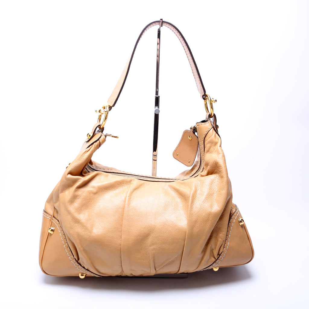 211966 Calfskin Jockey Hobo Large Tan