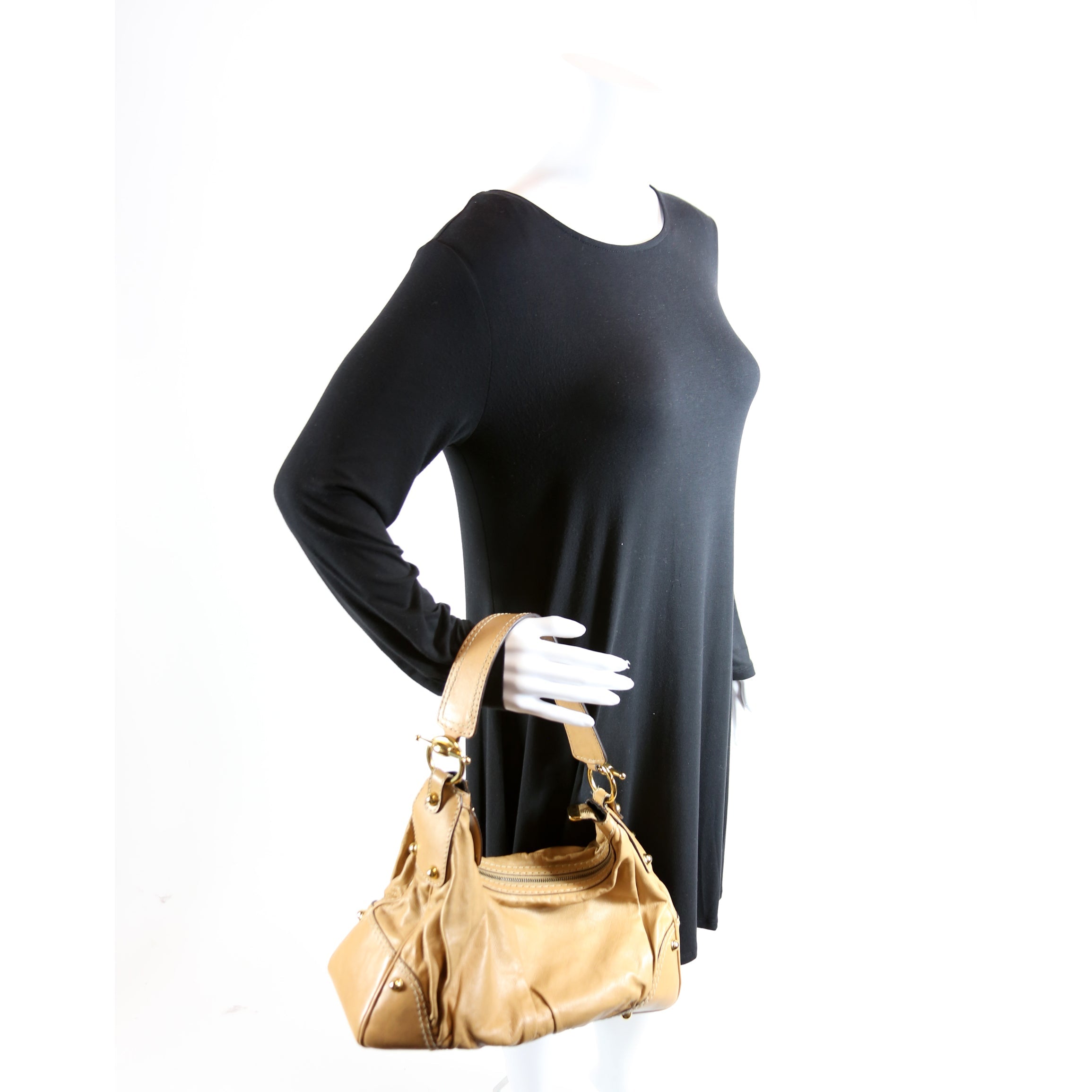 211966 Calfskin Jockey Hobo Large Tan