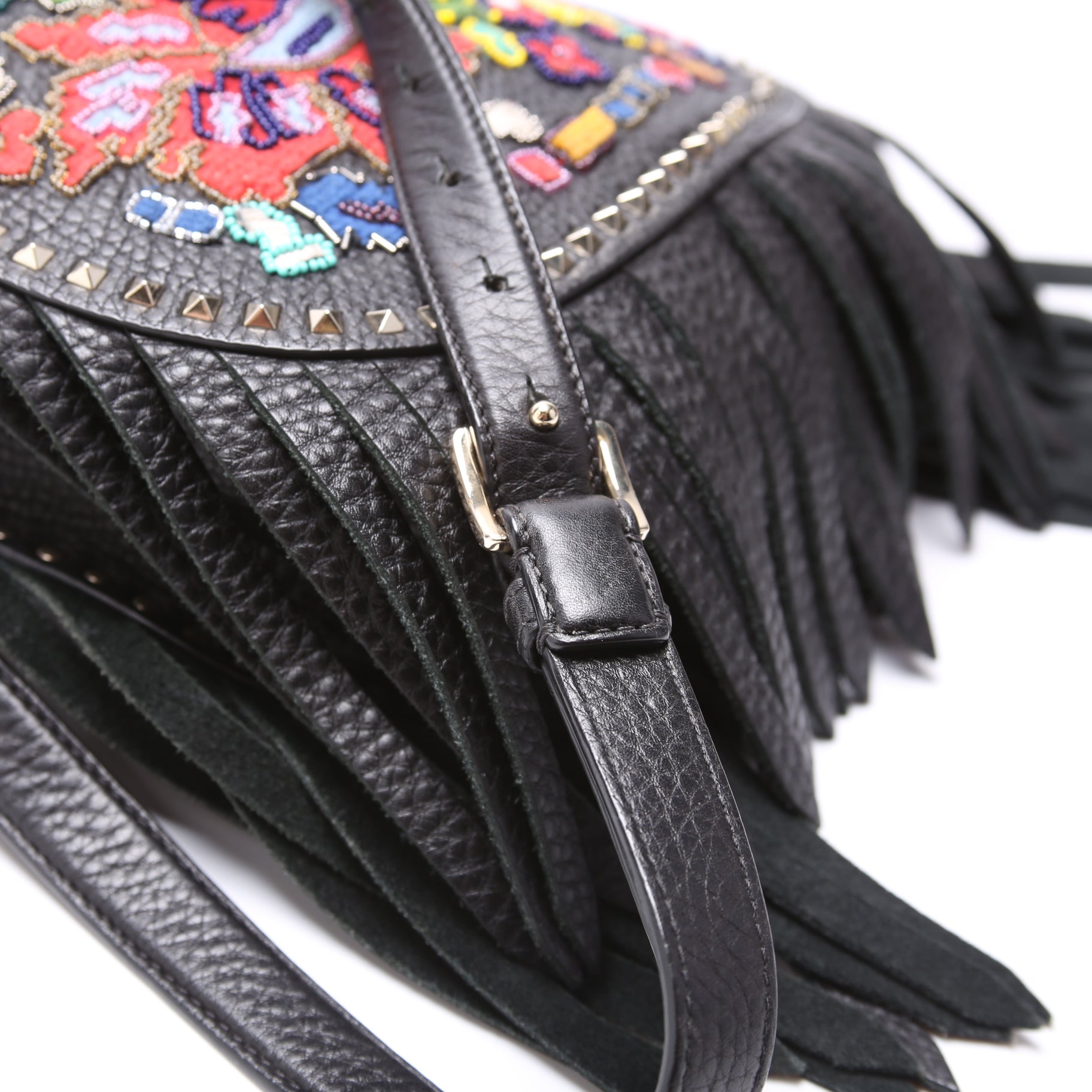 Beaded Embroidered Flap Messenger Bag