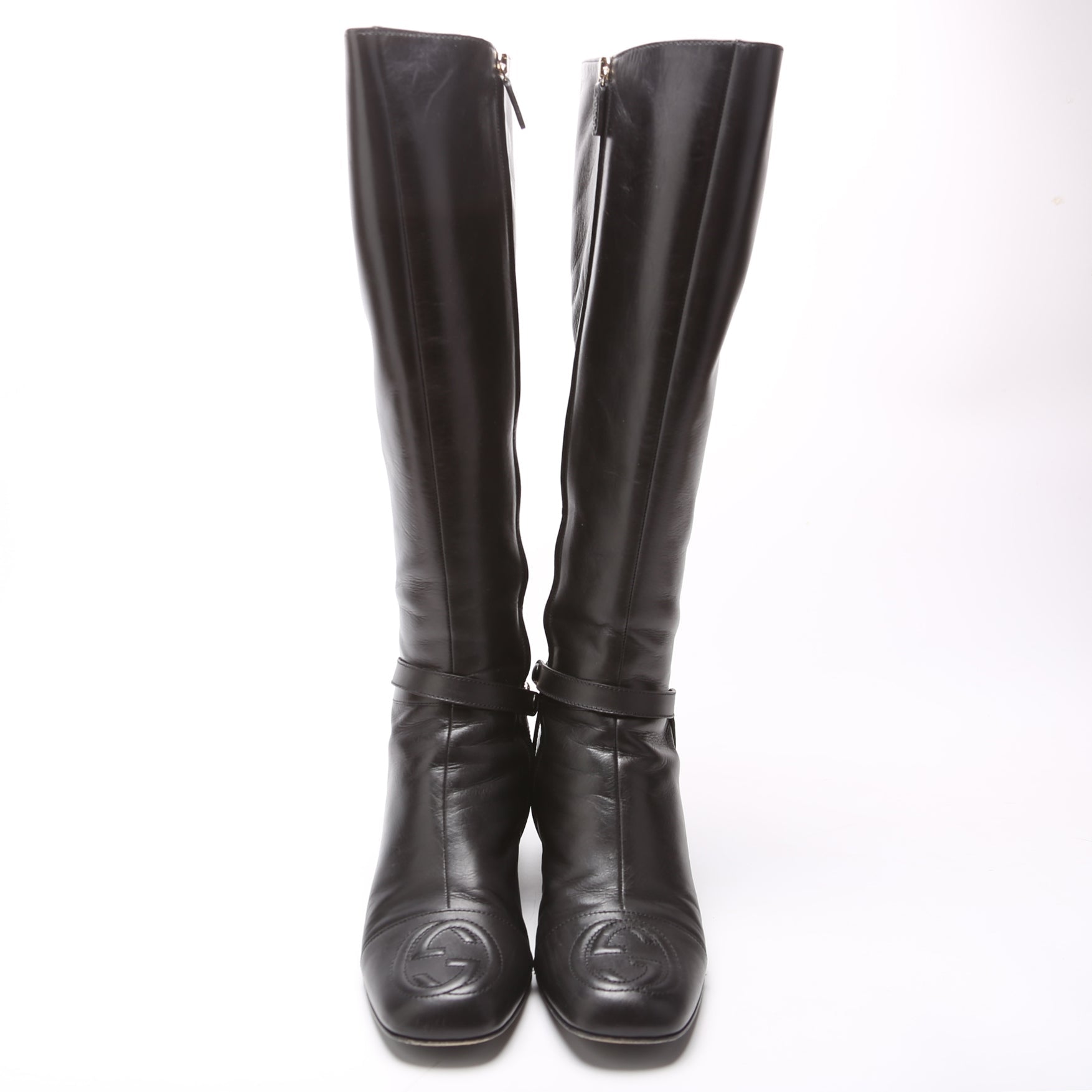 Soho Leather Chain Knee High Boots Size 40
