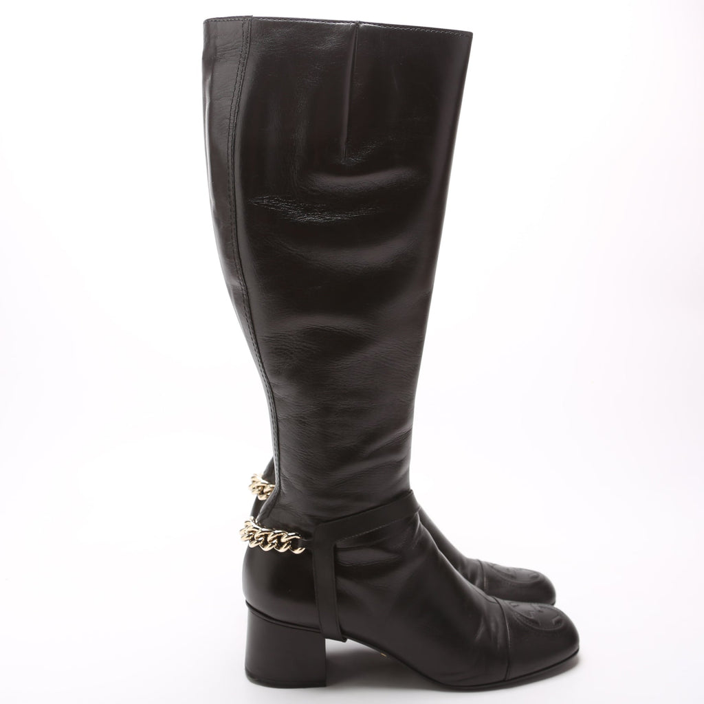 Soho Leather Chain Knee High Boots Size 40