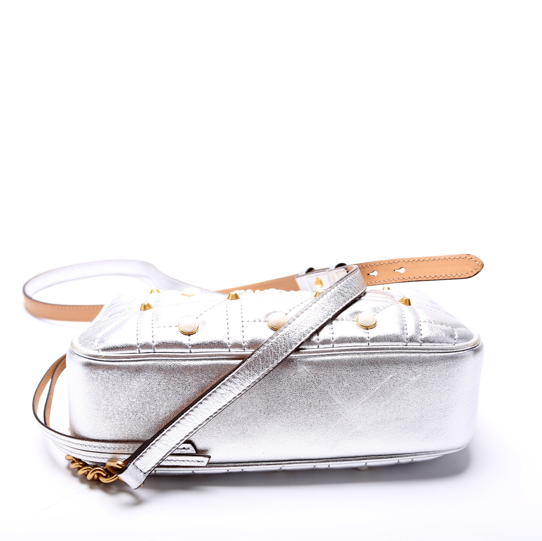 447632 Marmont Small Leather/Pearl Camera Silver