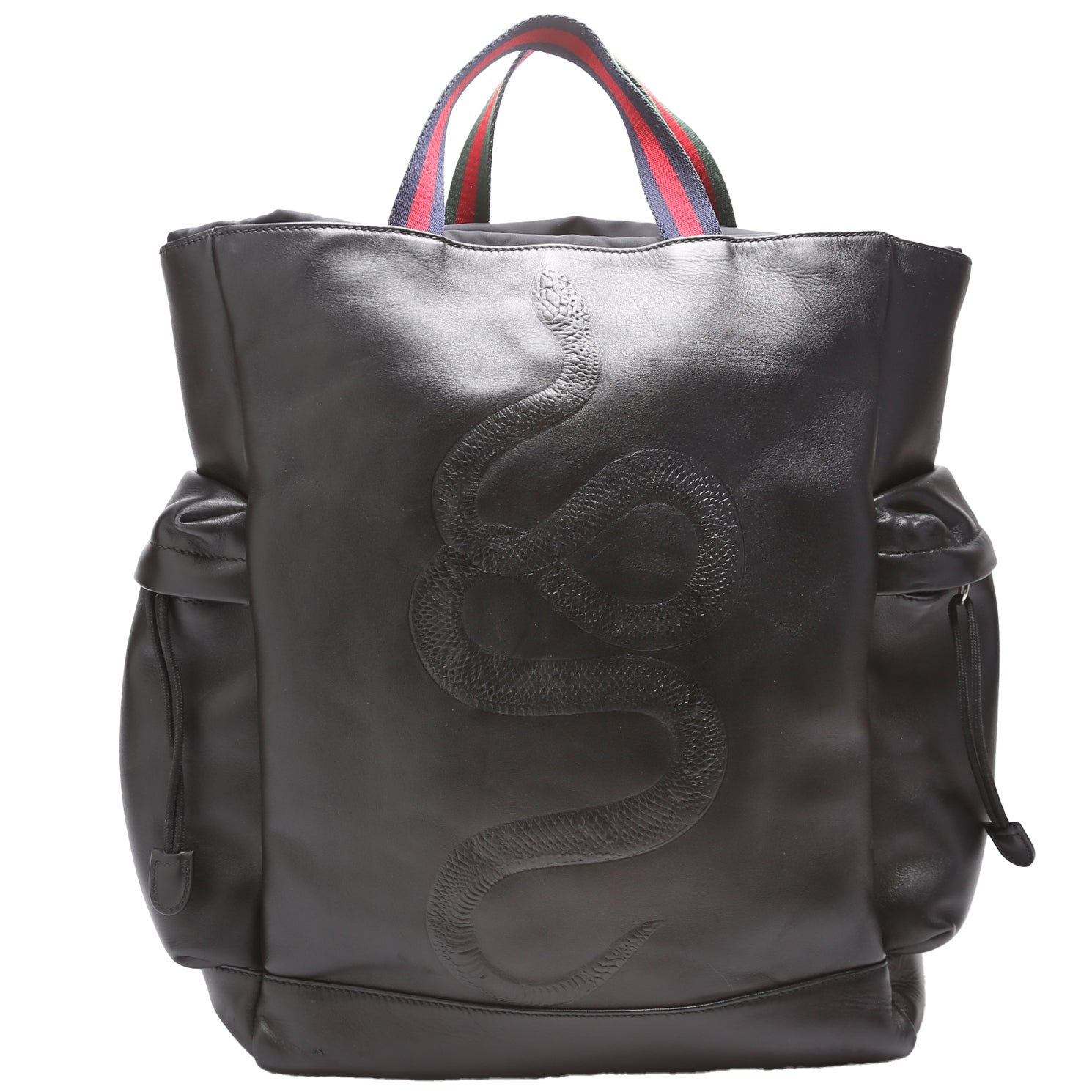 450979 King Snake Leather Drawstring Backpack