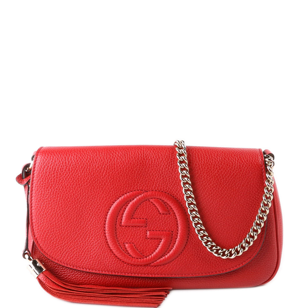 Gucci 536224 Soho Chain Tassel Flap Red