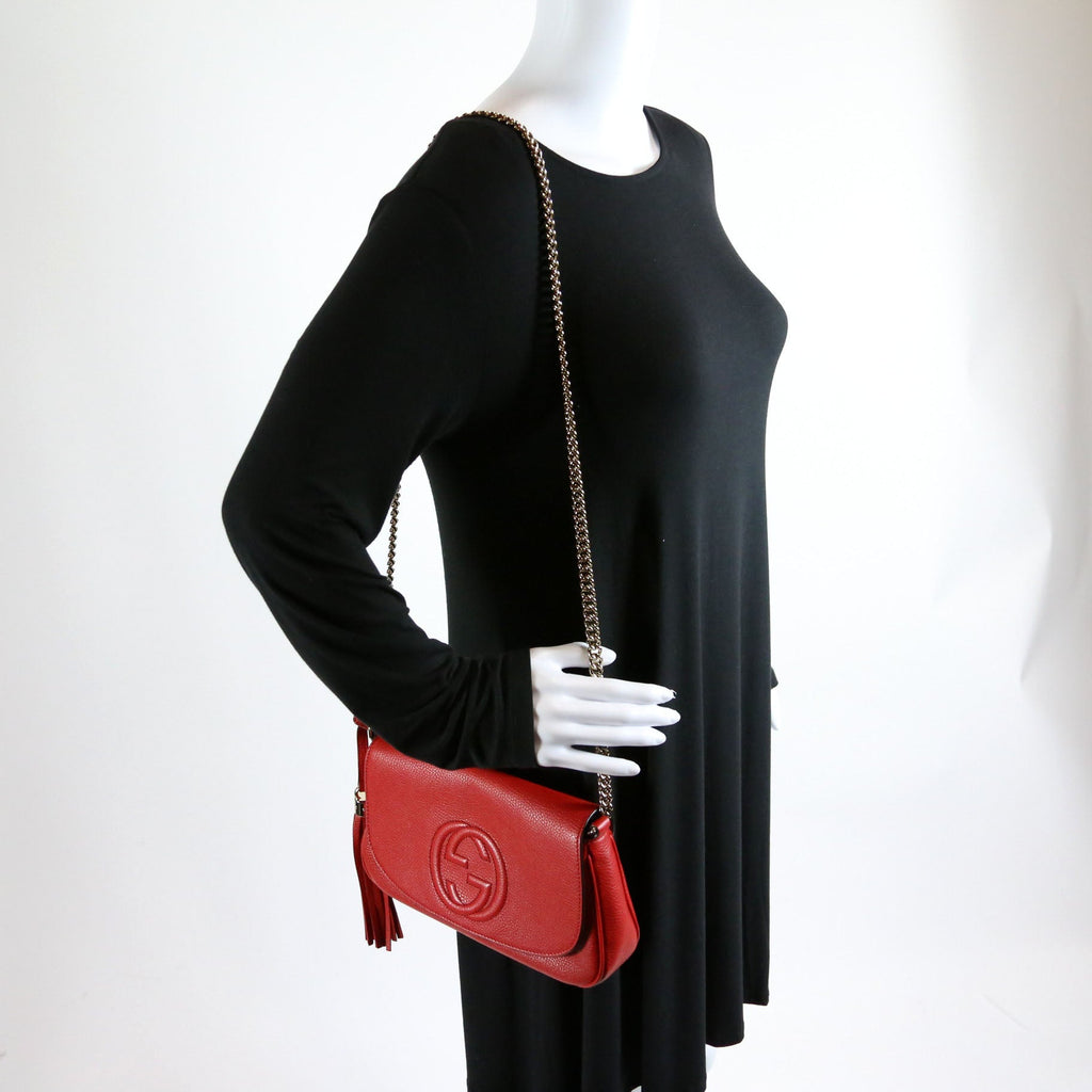 Gucci 536224 Soho Chain Tassel Flap Red