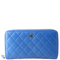 CC Zip Around Organizer Wallet Quilted Lambskin Blue