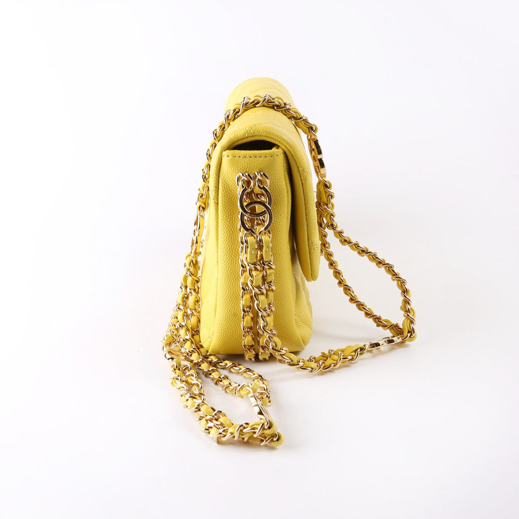 Mini CC You Flap Caviar RFID Yellow