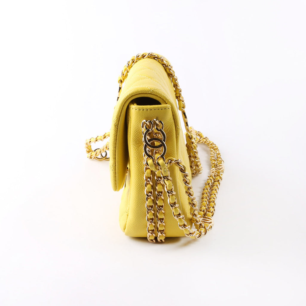 Mini CC You Flap Caviar RFID Yellow