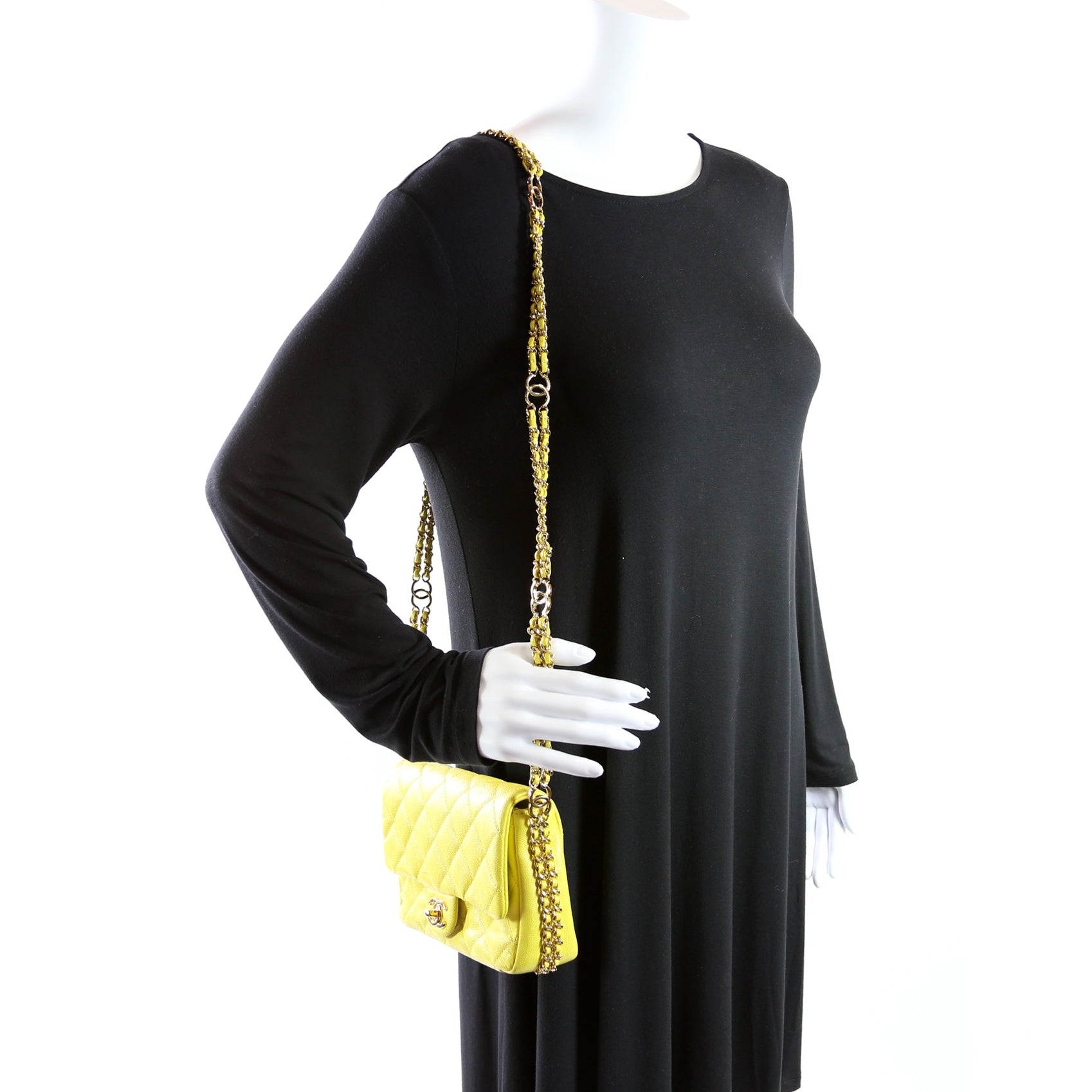 Mini CC You Flap Caviar RFID Yellow