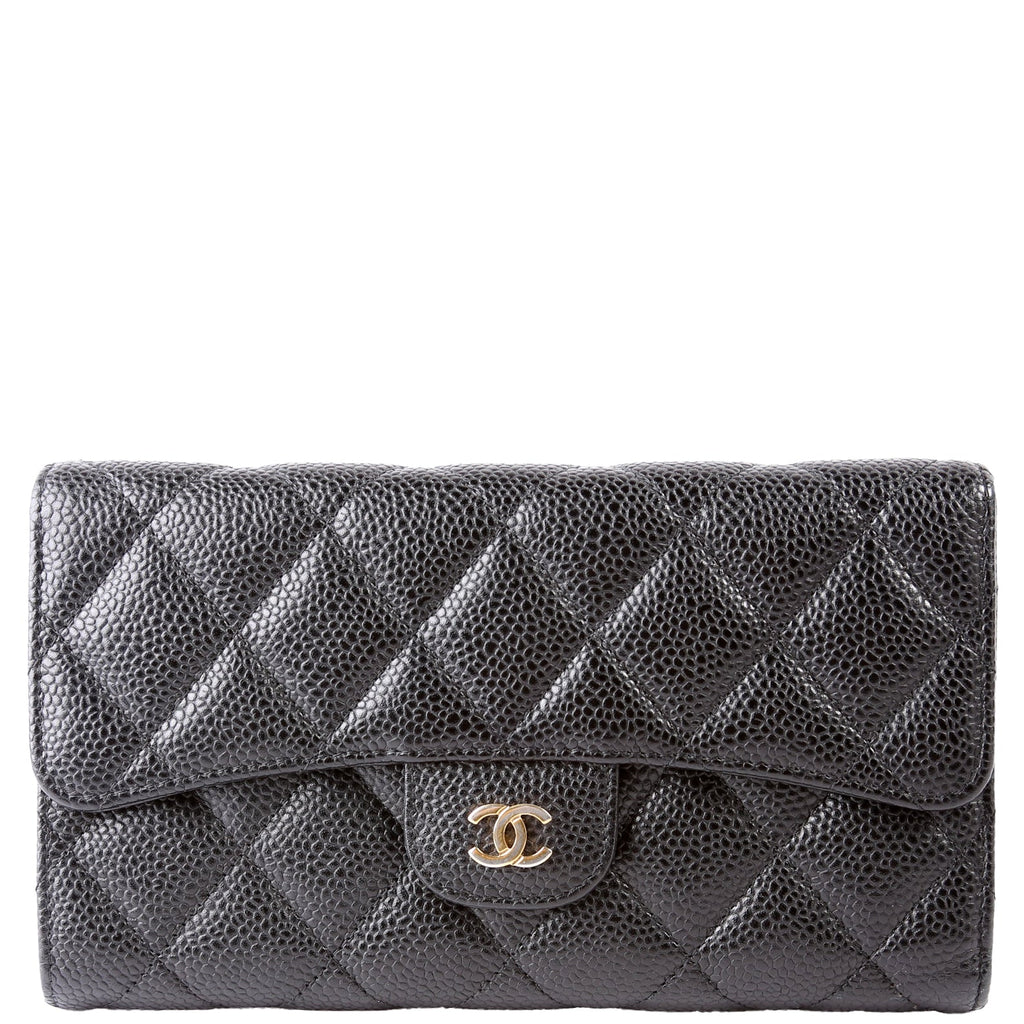 Classic Flap Wallet Long Caviar Black