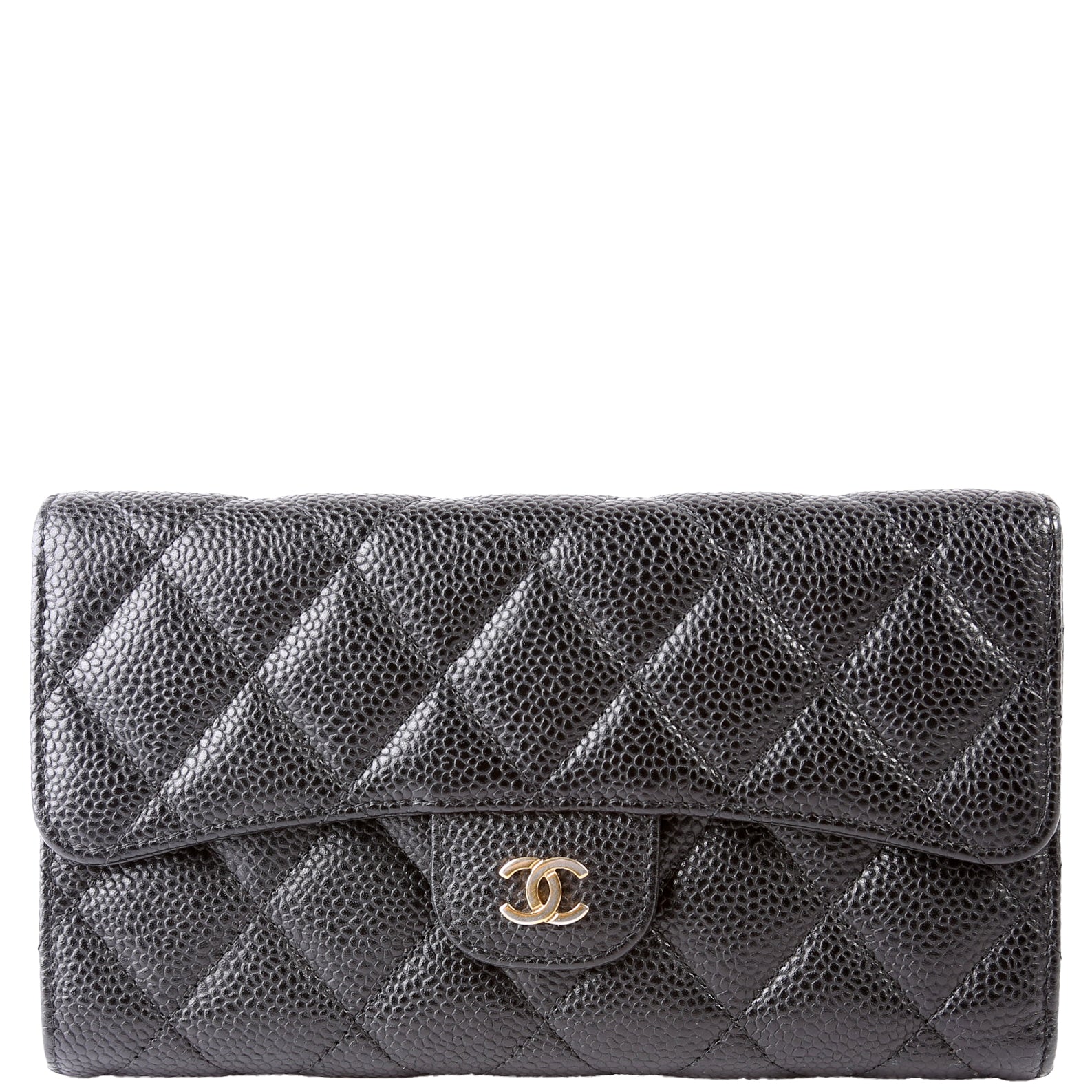 Classic Flap Wallet Long Caviar Black