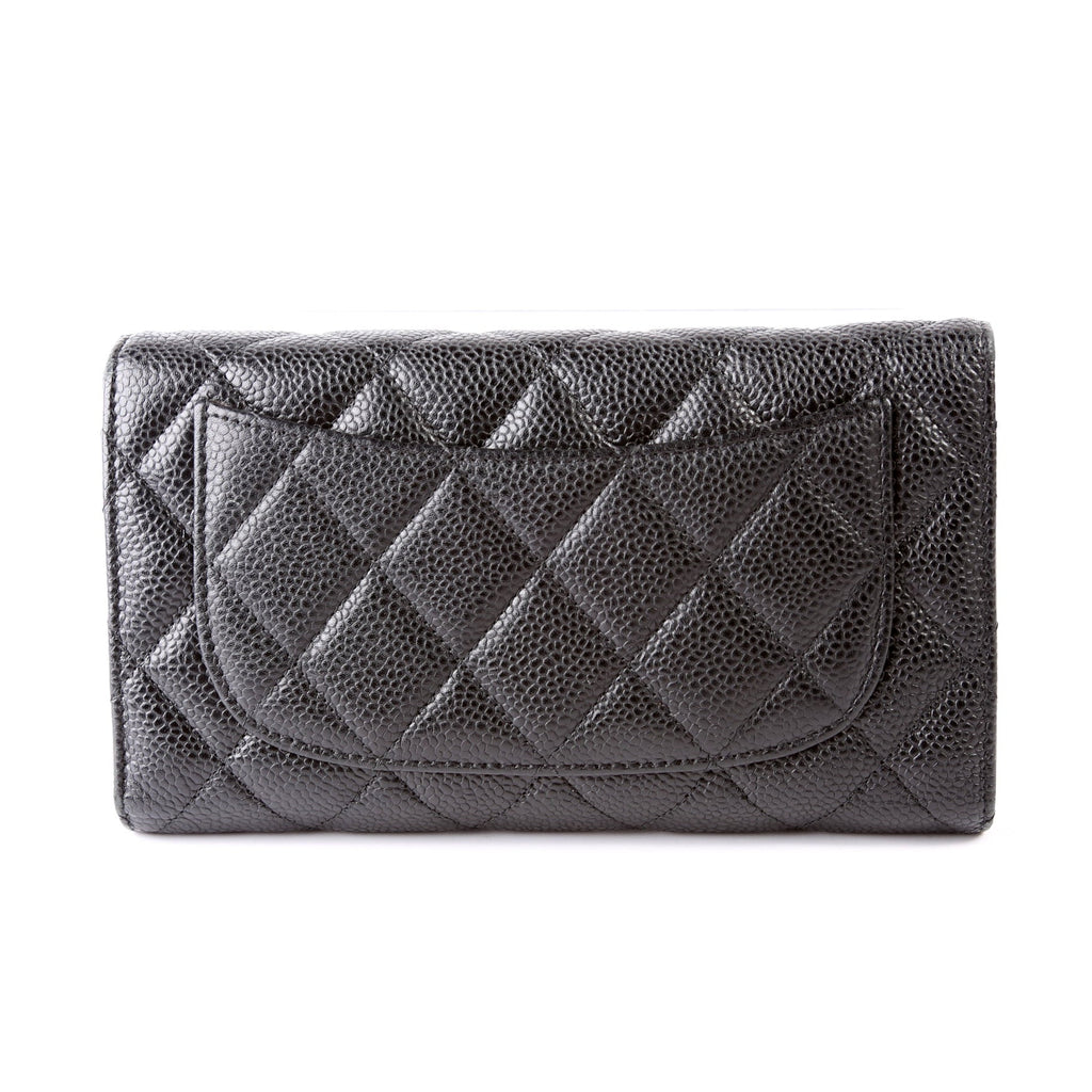 Classic Flap Wallet Long Caviar Black