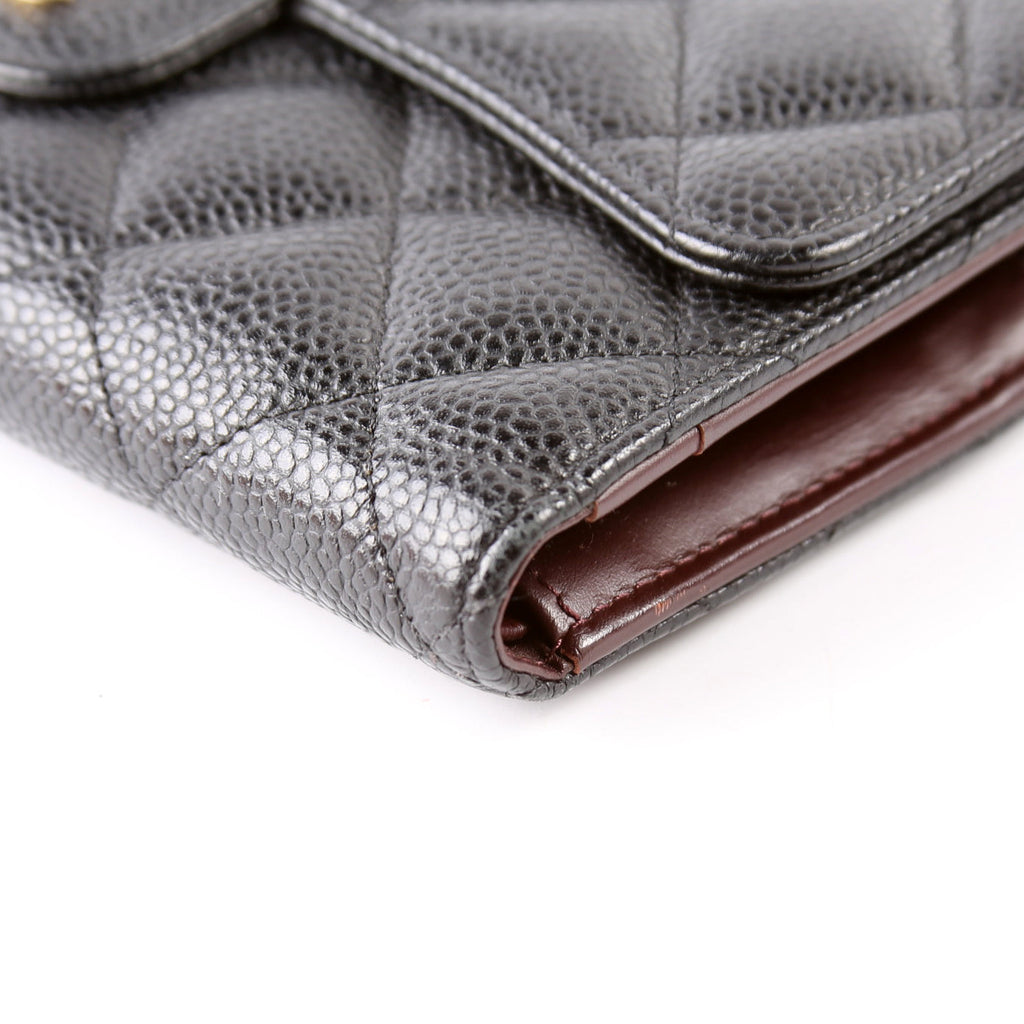 Classic Flap Wallet Long Caviar Black