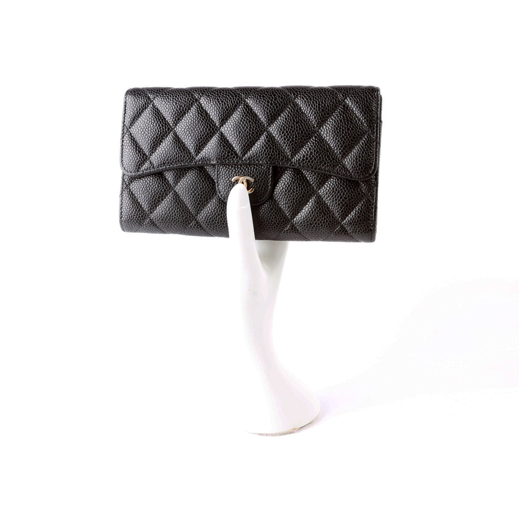 Classic Flap Wallet Long Caviar Black
