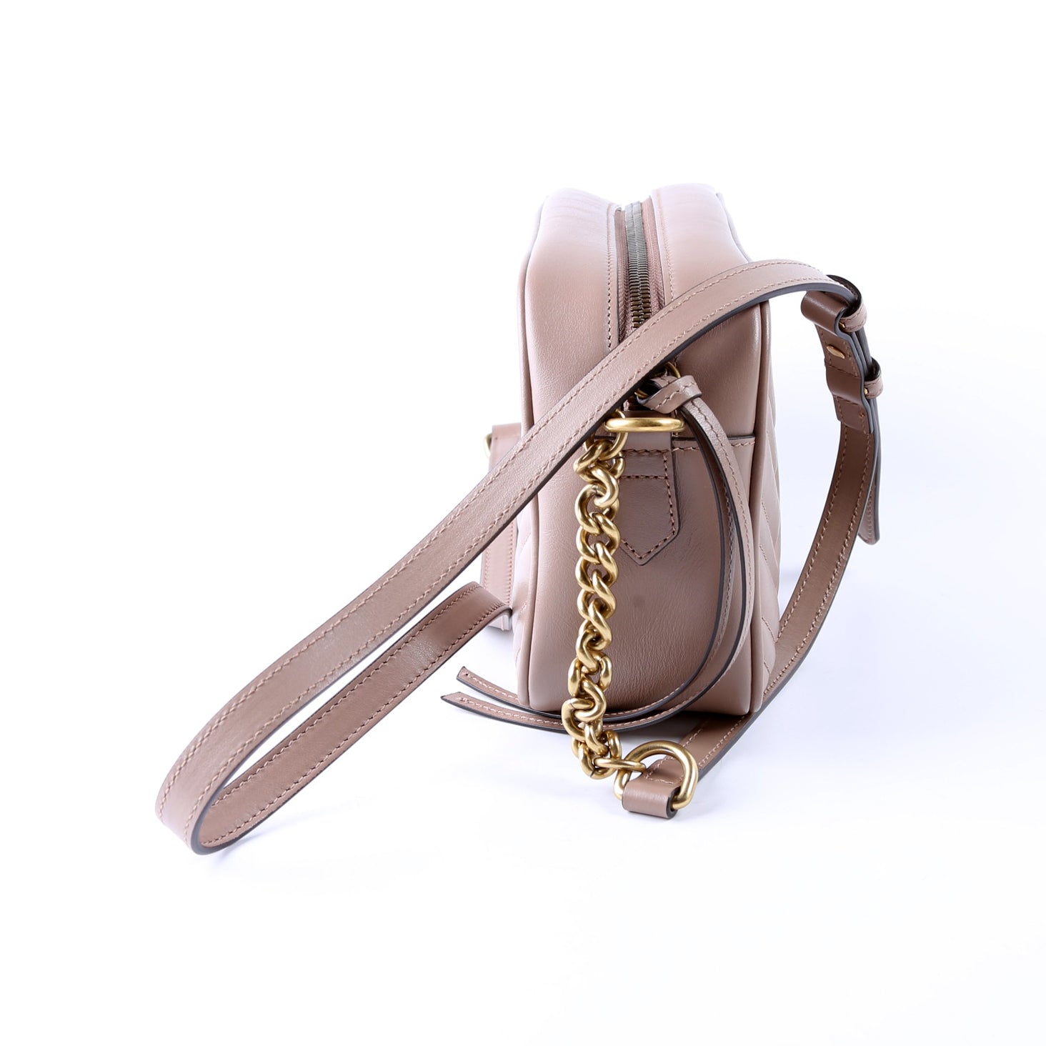 447632 Marmont Small Leather Camera Beige