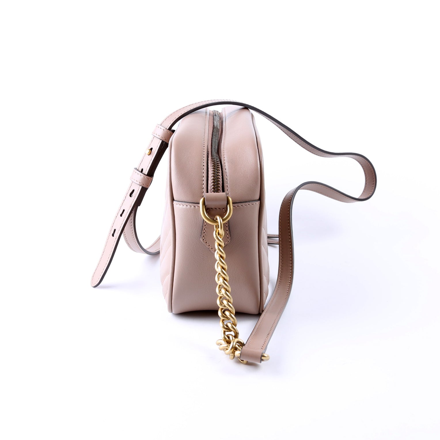 447632 Marmont Small Leather Camera Beige
