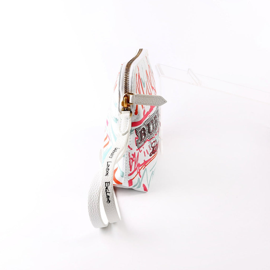 Coated Canvas Sketchbook Doodle Wristlet White/Multicolor
