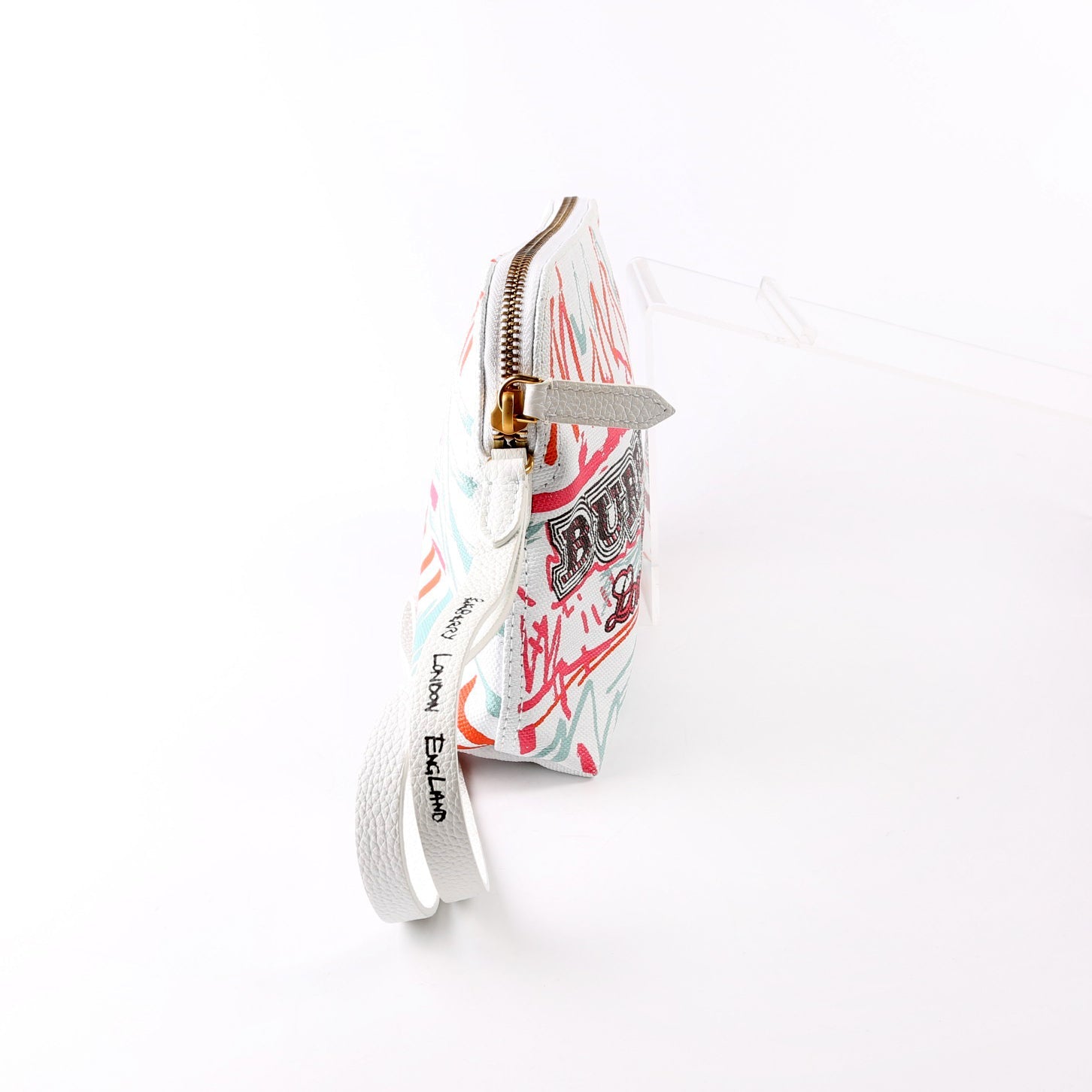 Coated Canvas Sketchbook Doodle Wristlet White/Multicolor