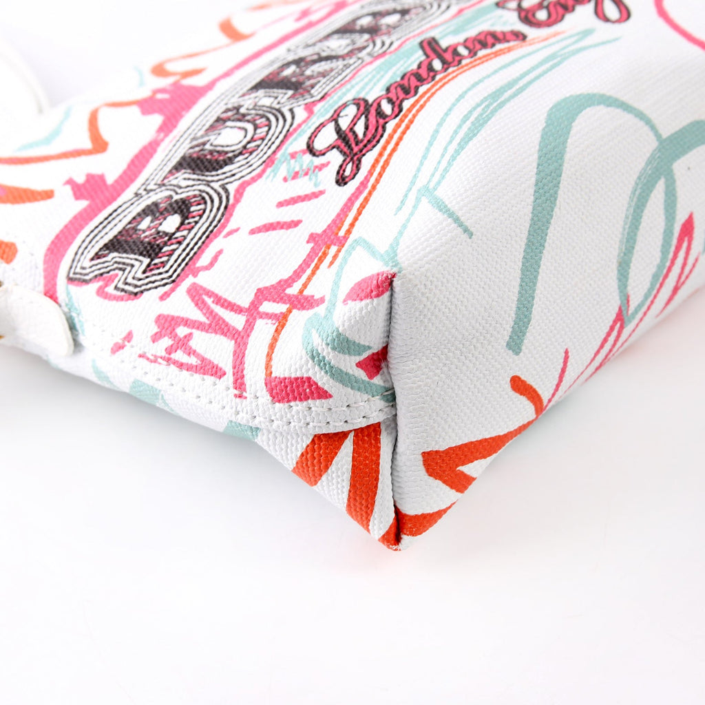Coated Canvas Sketchbook Doodle Wristlet White/Multicolor