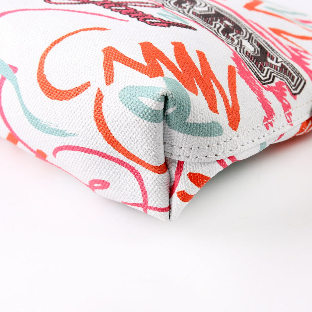 Coated Canvas Sketchbook Doodle Wristlet White/Multicolor