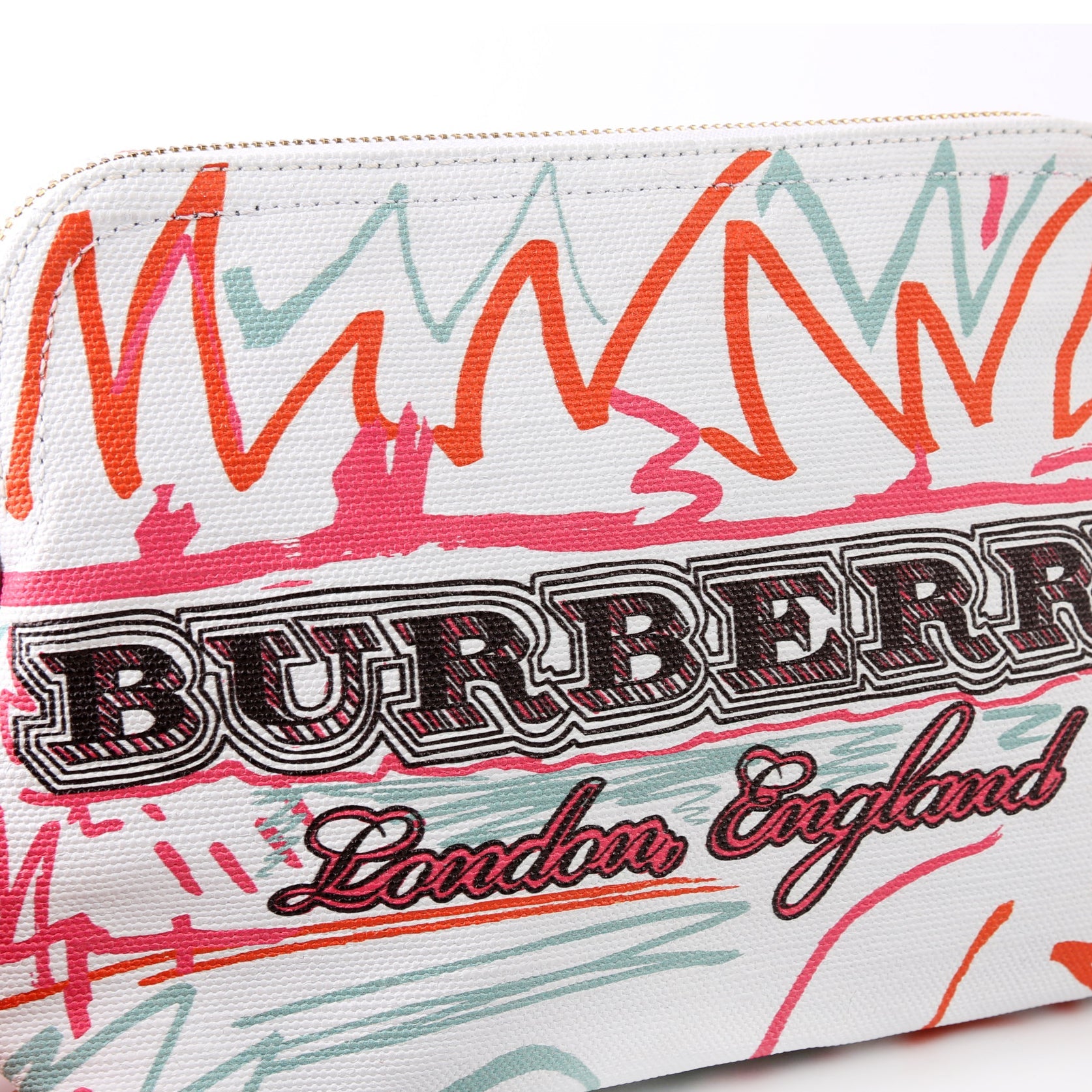 Coated Canvas Sketchbook Doodle Wristlet White/Multicolor