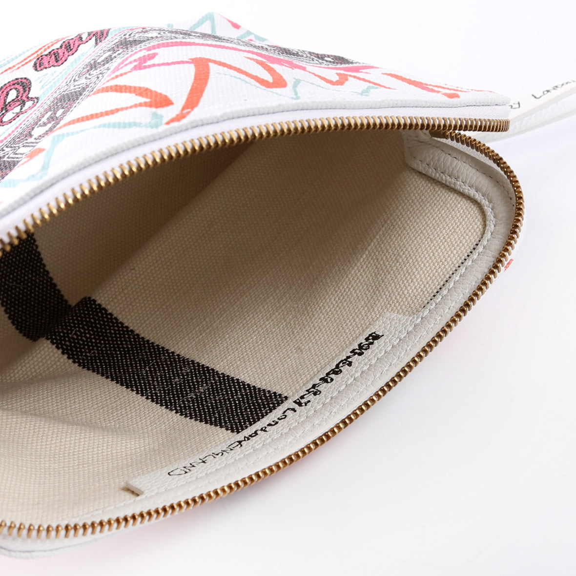 Coated Canvas Sketchbook Doodle Wristlet White/Multicolor
