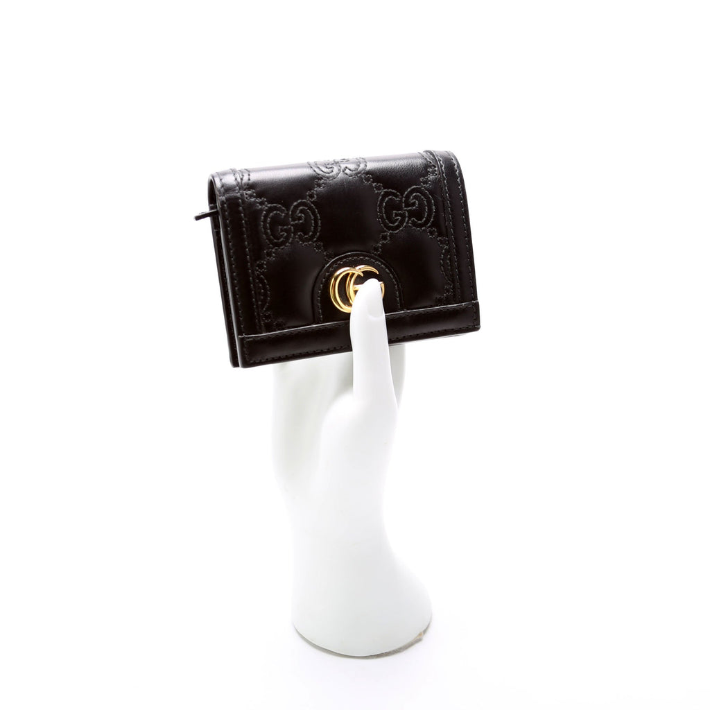 723786 GG Matelasse Card Case Black