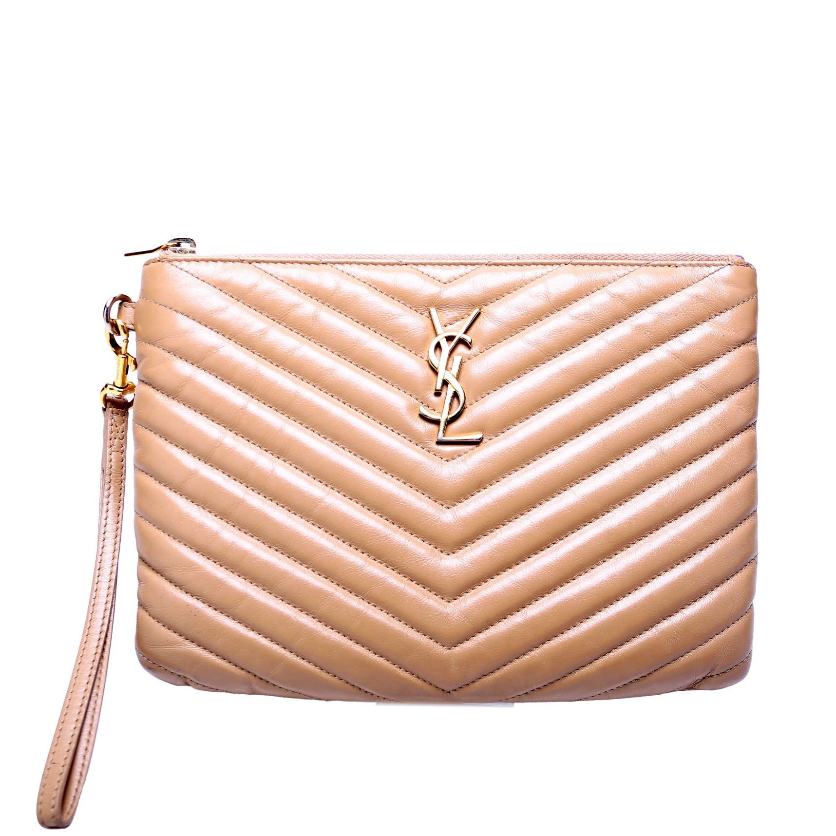 379039 A5 Matelasse Pouch Tan