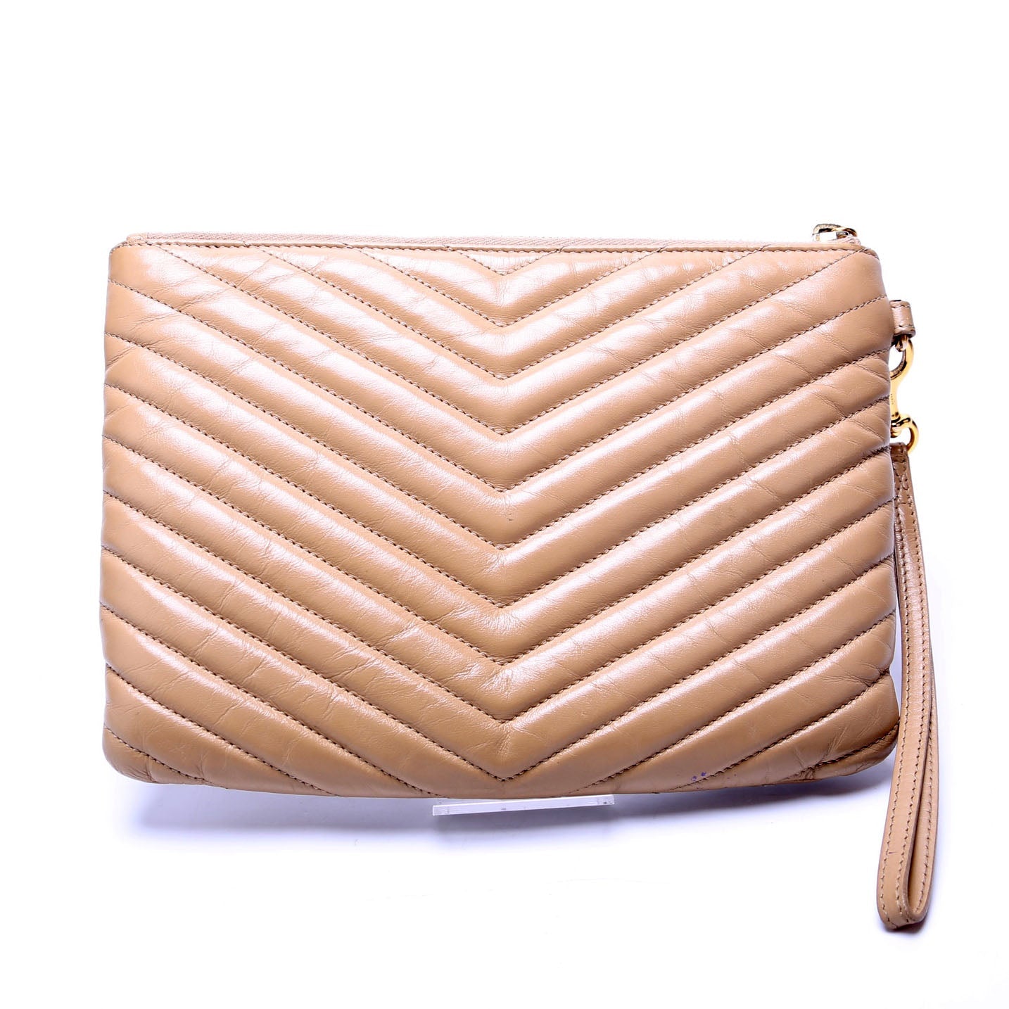 379039 A5 Matelasse Pouch Tan