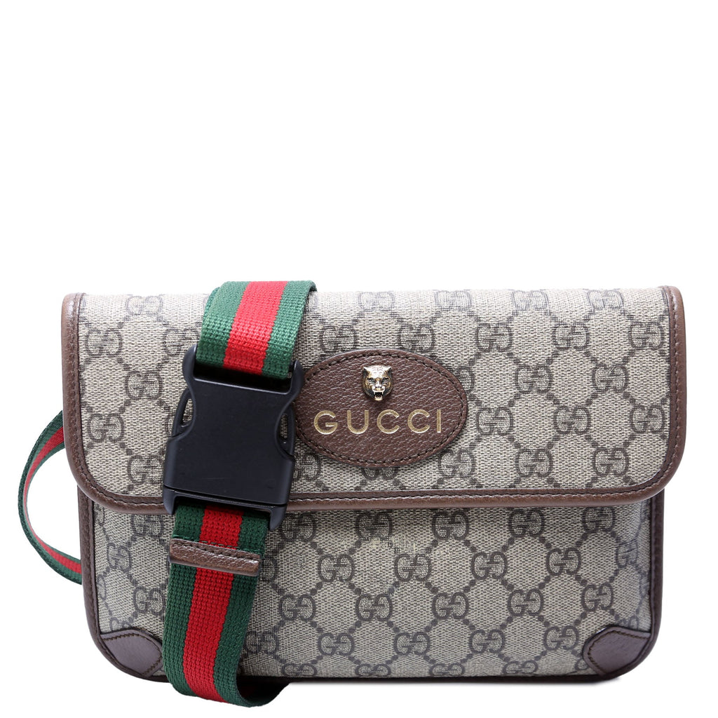 493930 GG Supreme Neo Web Belt Bag Brown