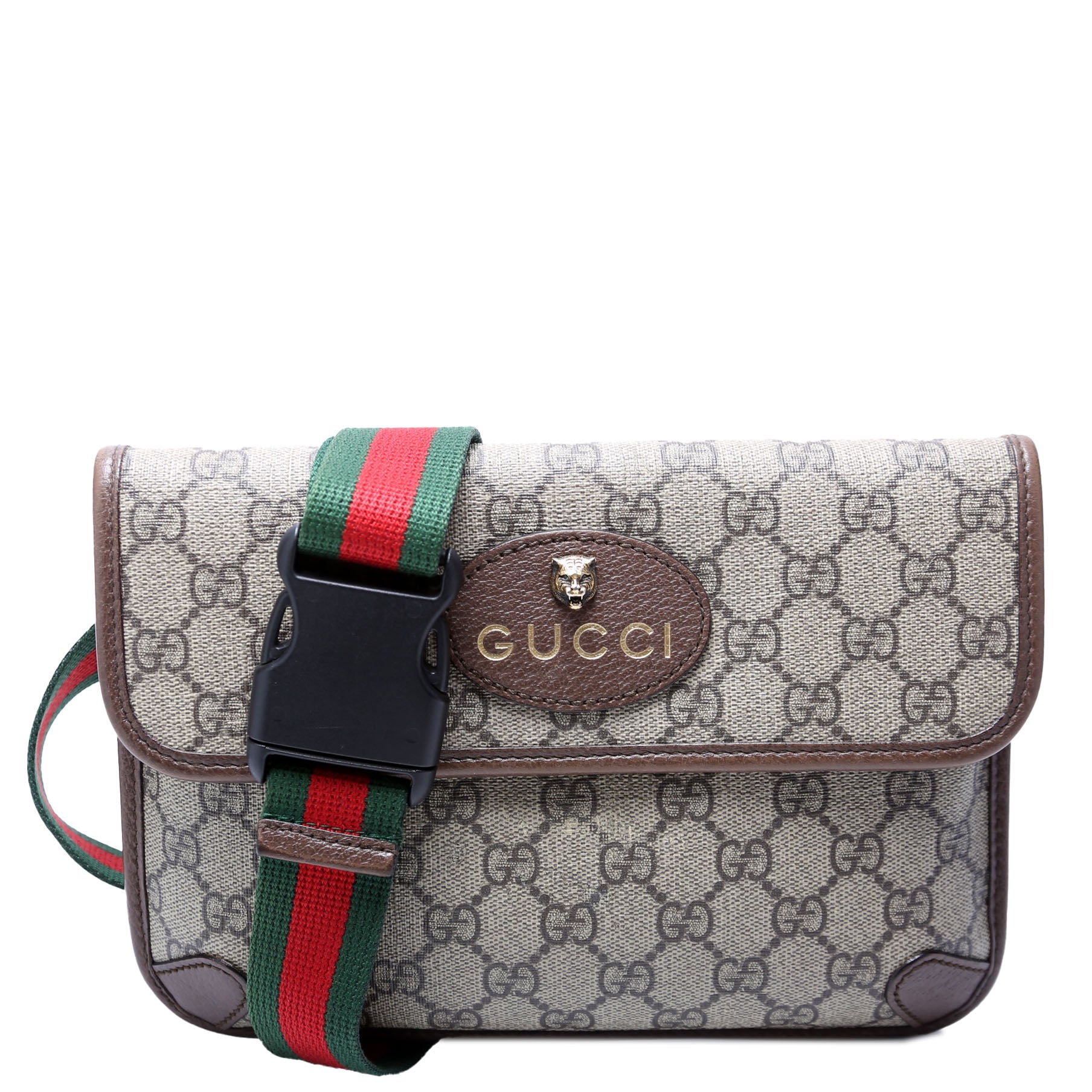 493930 GG Supreme Neo Web Belt Bag Brown