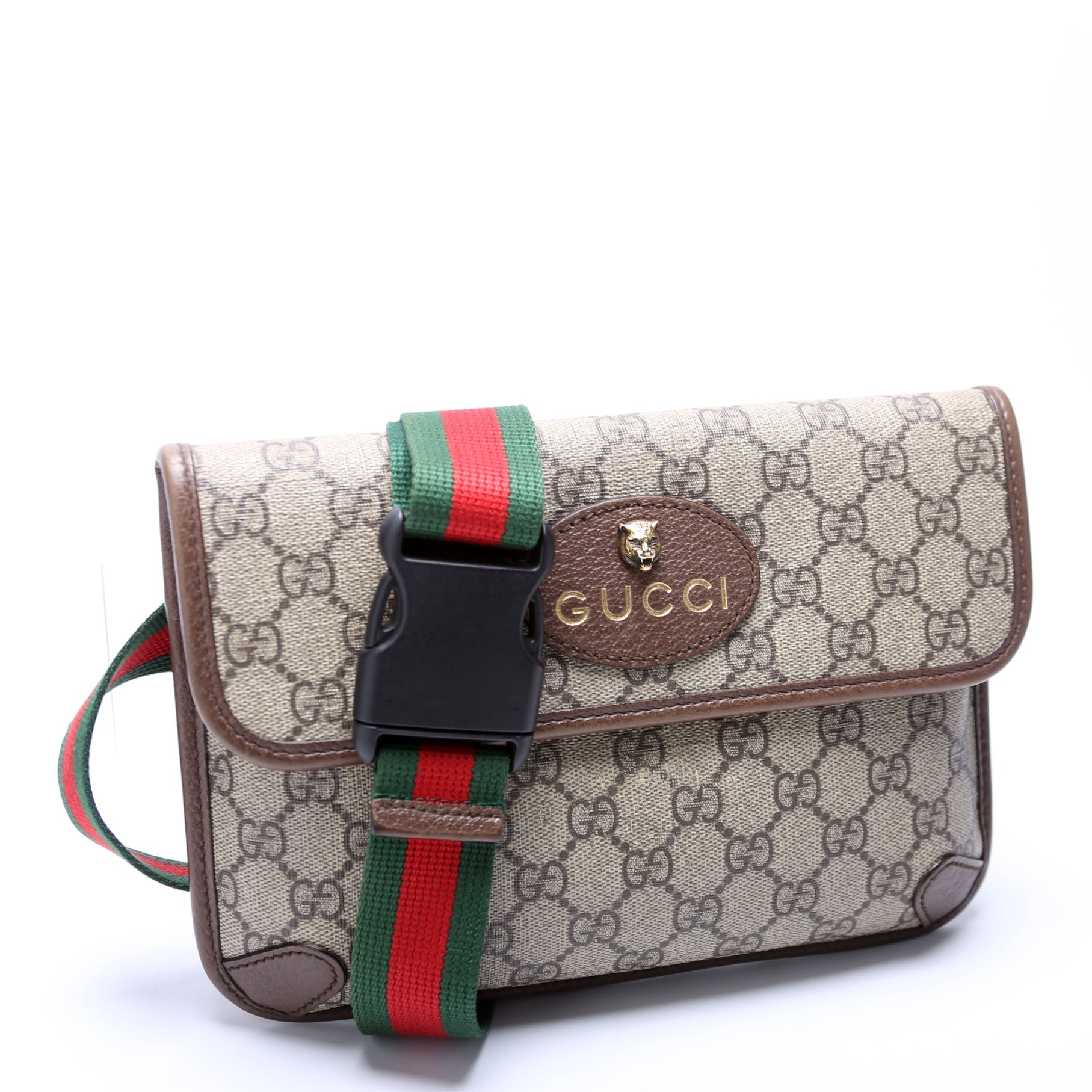 493930 GG Supreme Neo Web Belt Bag Brown