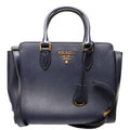 1BA113 Saffiano/Calfskin Top Handle Bag Navy