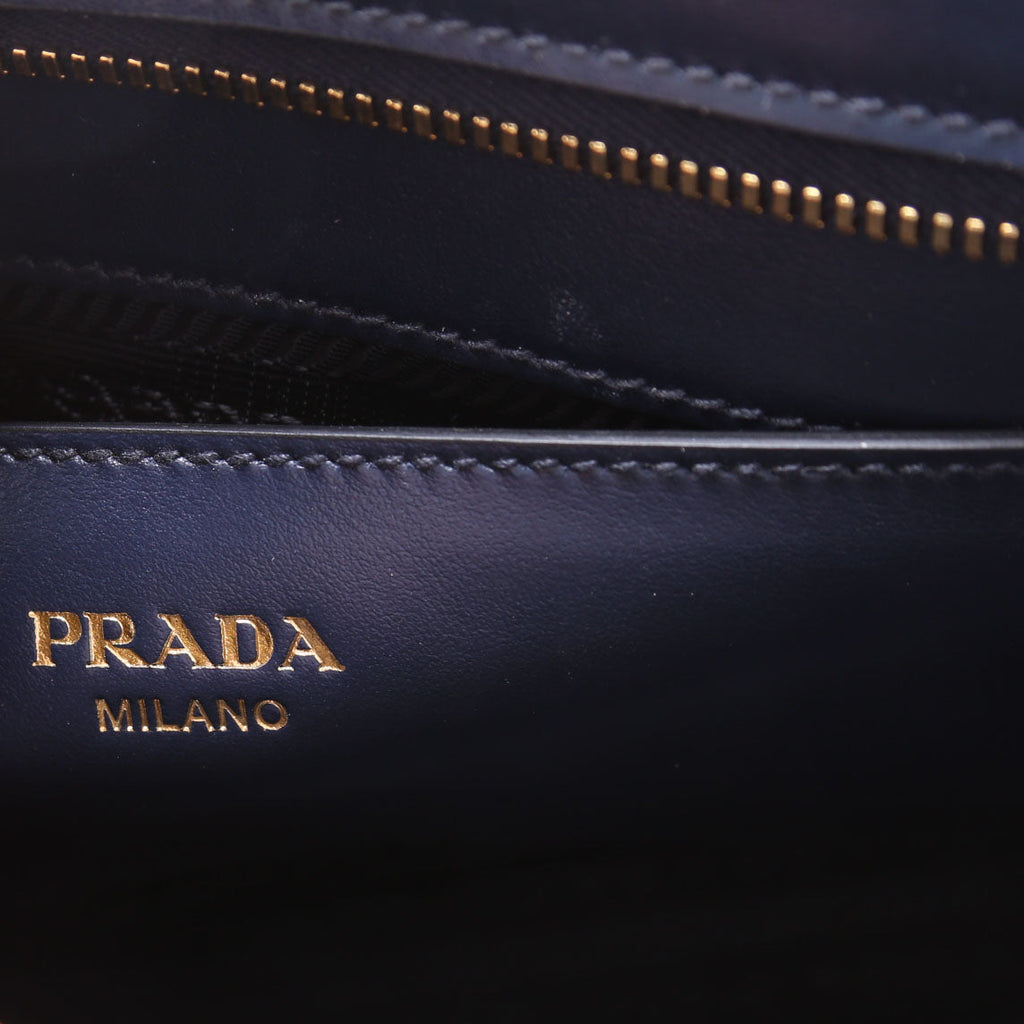 1BA113 Saffiano/Calfskin Top Handle Bag Navy