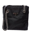 Nylon Catena Chain Shoulder Bag Black